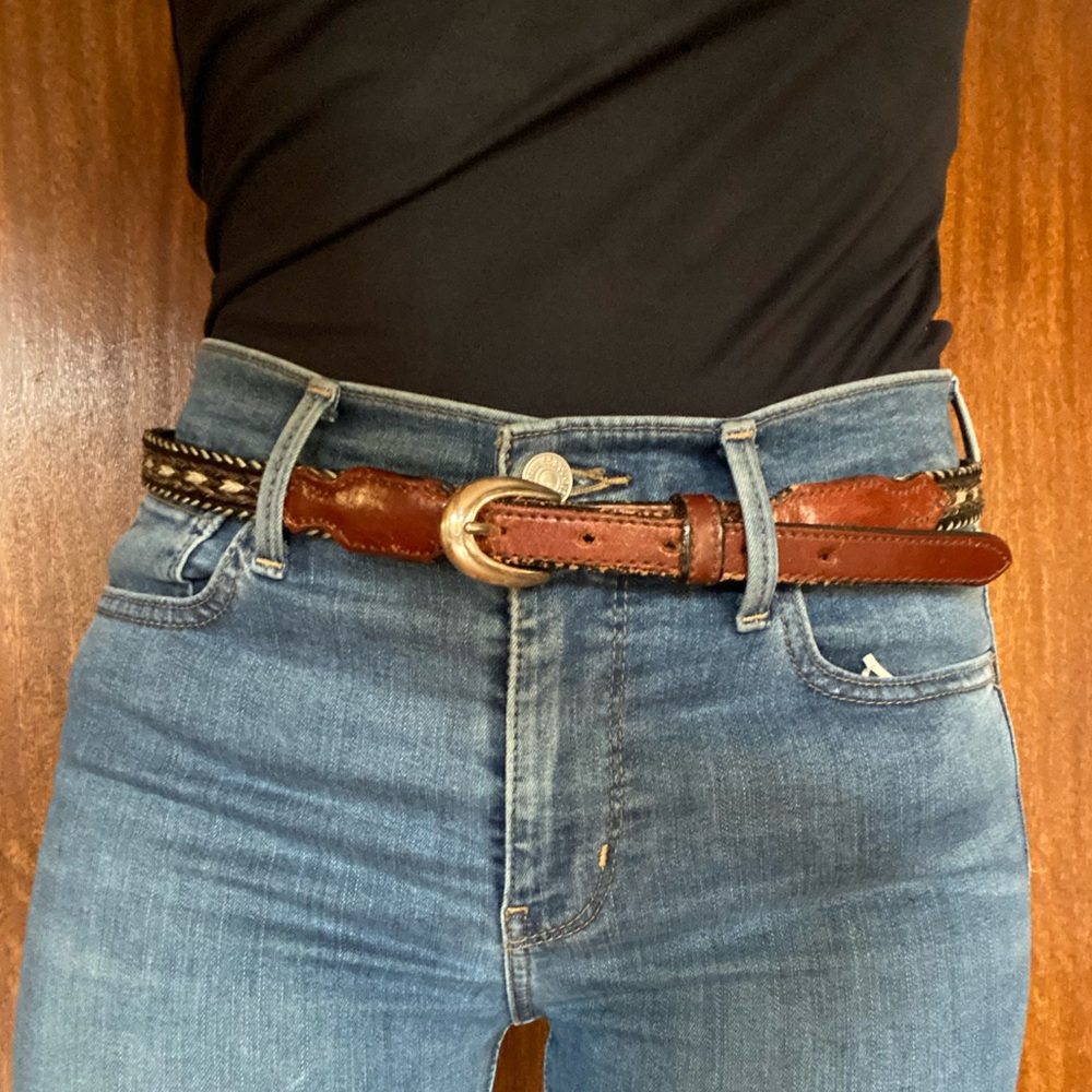 Multi color Vintage Leather/Horse Hair Belt